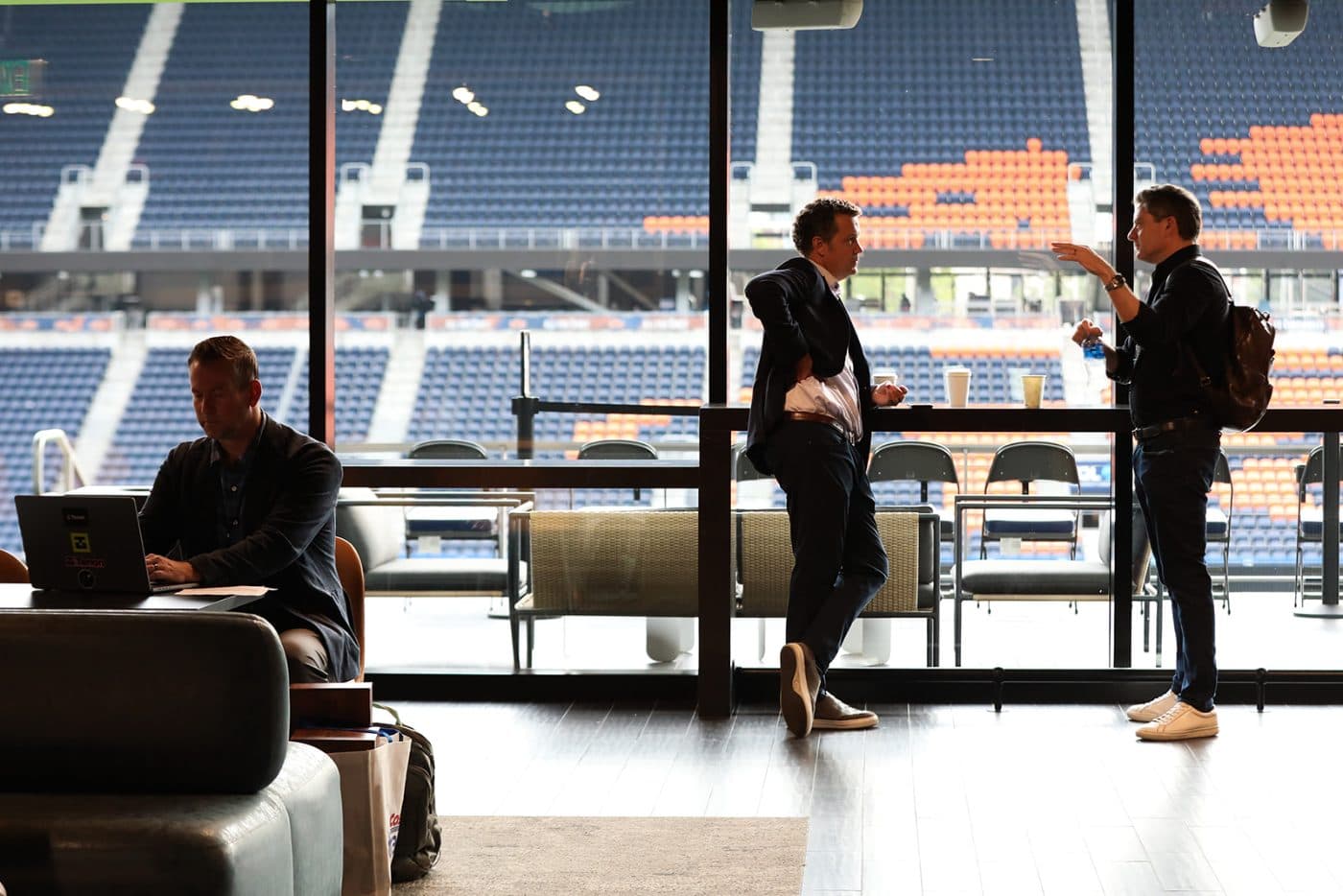A Brand Fusion one-on-one meeting overlooking the stadium